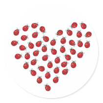 Ladybug Love Heart Stickers
