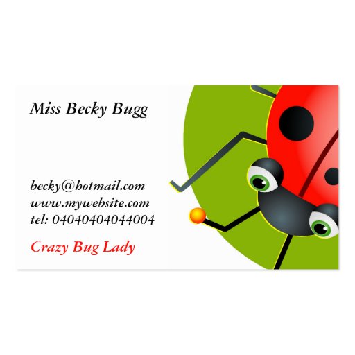 Ladybug, Miss Becky Bugg, Business Cards (front side)