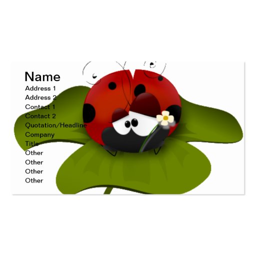 Ladybug on a green leaf business card (front side)