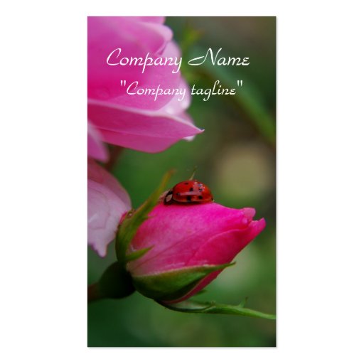 Ladybug on a rose business card (front side)