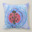Ladybug on Blue by EelKat Pillow
