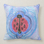 Ladybug on Blue by EelKat pillows
