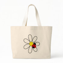 Ladybug on Daisy at a Picnic Canvas Bags