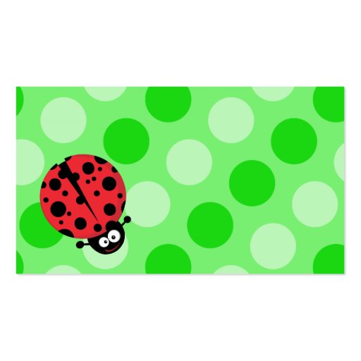 Ladybug on Polka Dots Business Card Templates (front side)