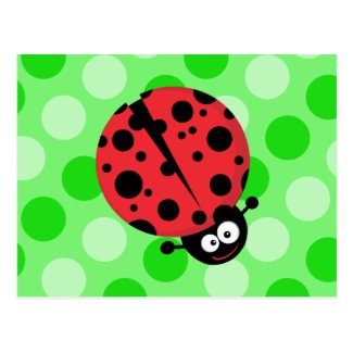 Ladybug on Polka Dots Post Cards