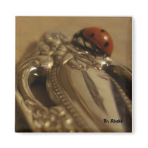 Ladybug on spoon fridge magnet