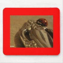 Ladybug on spoon mouse pad