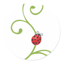 Ladybug on Vine Round Sticker
