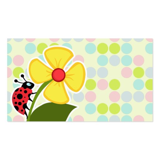 Ladybug Pastel Colors, Polka Dot Business Card (front side)