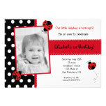 Ladybug Photo BIrthday Party Invitations