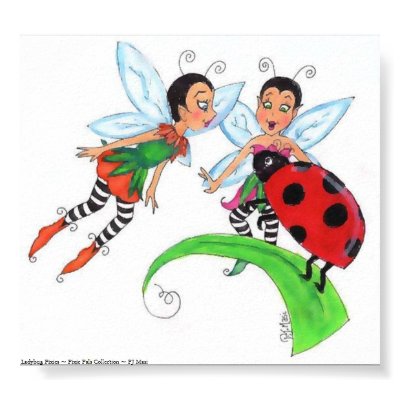 Ladybug Pixies Print by PJ_Masi_Illustration