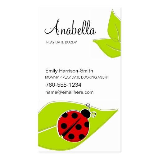 Ladybug Play Date Cards Business Card Templates (front side)