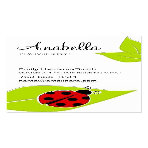 Ladybug Play Date Cards Business Card Templates