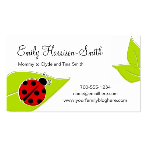 Ladybug Play Date Cards, Horizontal Business Cards (front side)