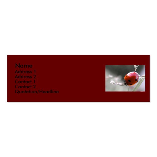 Ladybug Profile Card Business Card Template (front side)