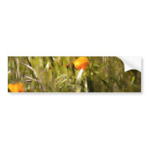 Ladybug reaching for flower bumper stickers