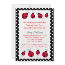 Ladybug Red Black Dots Baby Shower Invitation