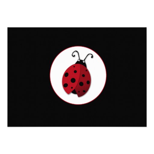 Ladybug Red Black First Birthday Invitation