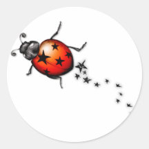 Ladybug Rockstar Round Stickers
