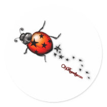 Ladybug Rockstar Round Stickers