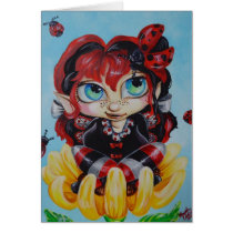 Ladybug Spring Fantasy Fairy Art Greeting Card cards