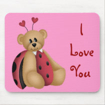 Ladybug Teddy Bear Mousepad - I Love You by mrssocolov Ladybug Teddy Bear Mousepad - I Love You