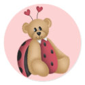 Ladybug Teddy Bear Stickers by mrssocolov Ladybug Teddy Bear Stickers