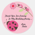 Ladybug Thank You Sticker - Pink and Green