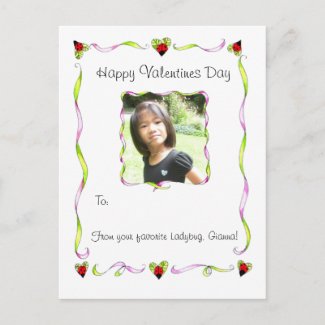 Ladybug wishes Valentines postcard postcard