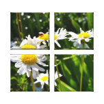 Ladybug with Daisies Canvas Print Quad