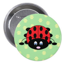 Ladybug with Flowers Button buttons