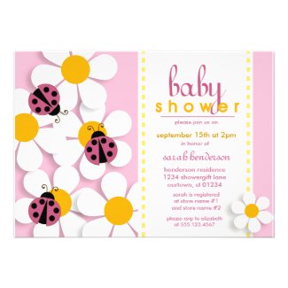 Ladybugs and Daisies Baby Shower Invitations