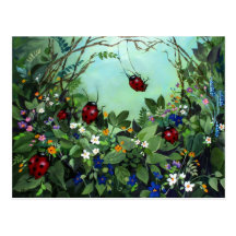 Ladybugs At Play Post Card