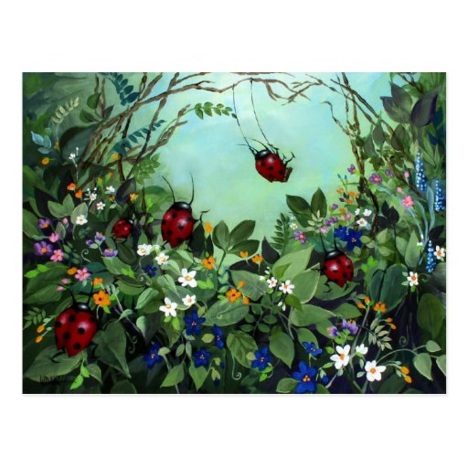 Ladybugs At Play Post Card