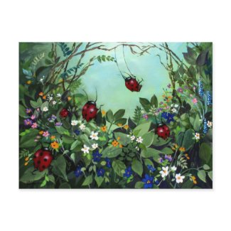Ladybugs At Play Post Card postcard