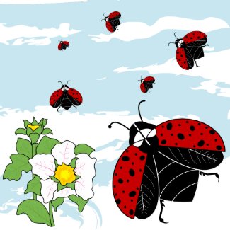 ladybugs in flight print