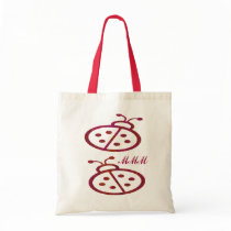 Ladybugs Monogram Tote bags by FractaGifts Ladybugs Monogram Tote bags