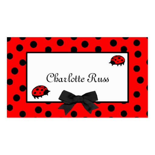 Ladybugs & Polka Dots Mommy Card Business Card Template (front side)