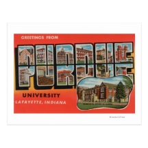 Lafayette, Indiana - Purdue University Postcard