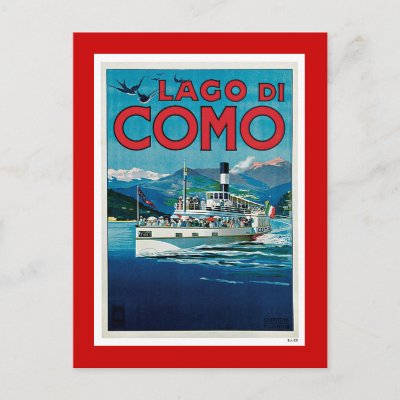 "Lago di Como" Vintage Italian Travel Poster Post Card