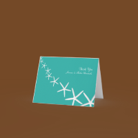 Lagoon Blue Starfish Wedding Thank You Notes card