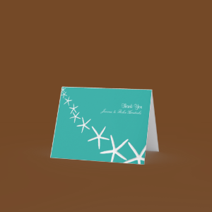 Lagoon Blue Starfish Wedding Thank You Notes zazzle_card