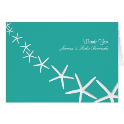 Lagoon Blue Starfish Wedding Thank You Notes Cards