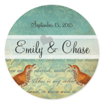 Lagoon & Endive Vintage Love Birds Wedding Sticker