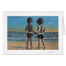 Laguna Beach, FL - Greetings From Scene w/ Kids Greeting Cards