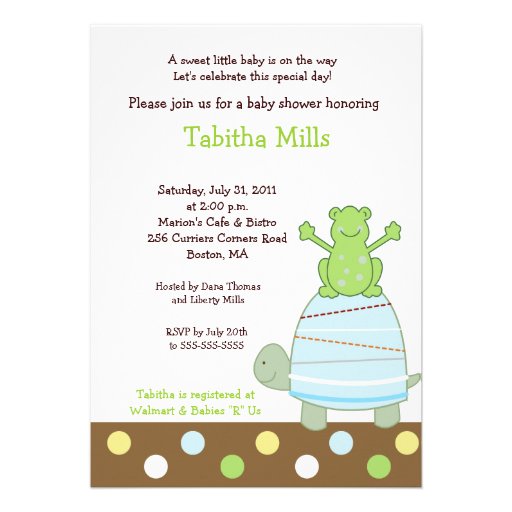Laguna Frog & Turtle 5x7 Baby Shower Invitation
