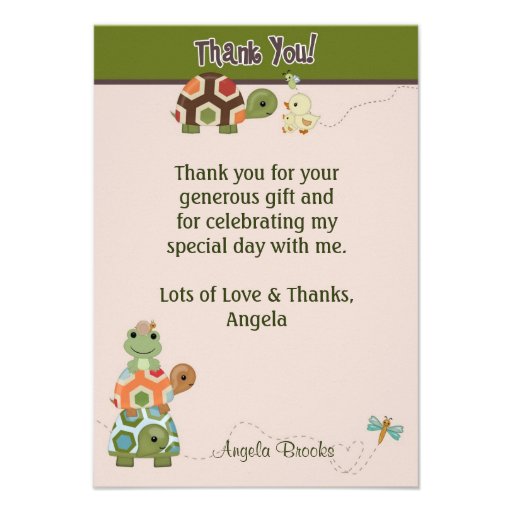Laguna TURTLE Baby Shower Thank You (FLAT style) Personalized Invites