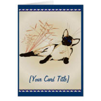 Laid Back Siamese with Leaves Card