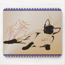 Laid Back Siamese with Leaves  Mousepad