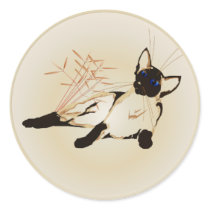Laid Back Siamese with Leaves  Sticker